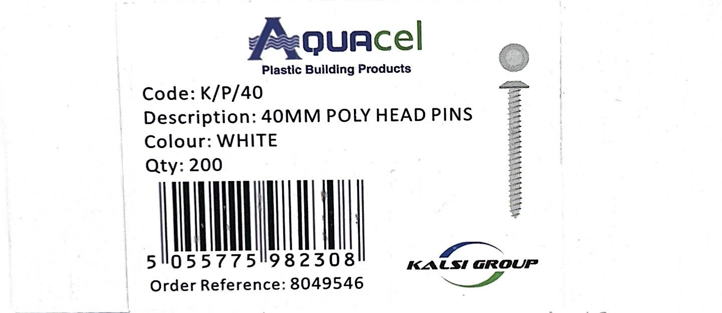 40MM POLY HEAD PINS WHITE