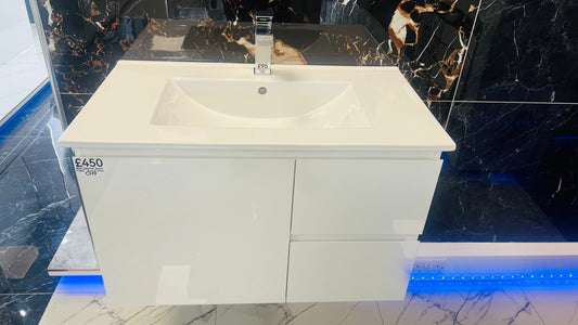 CH803 WALL HUNG CABINET WITH BASIN WHITE 800