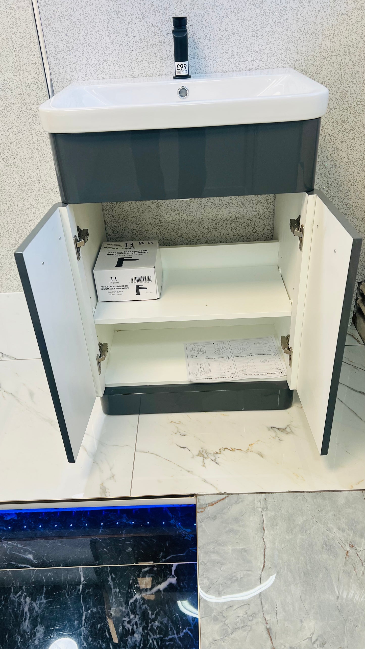 AFERN 600MM FREESTANDING ANTHRACITE CABINET