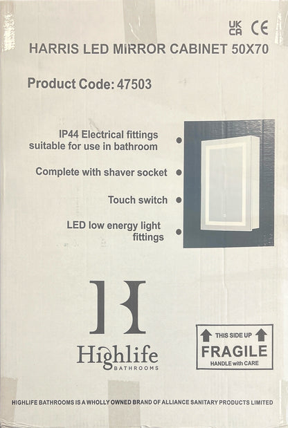 HARRIS LED MIRROR CABINET 50X70