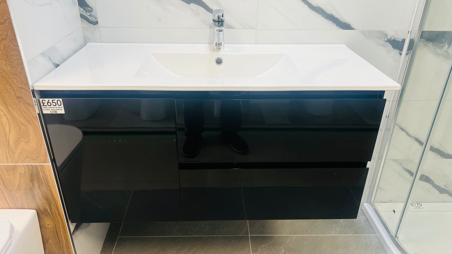 CH1002 WALL HUNG WITH BASIN BLACK 1000